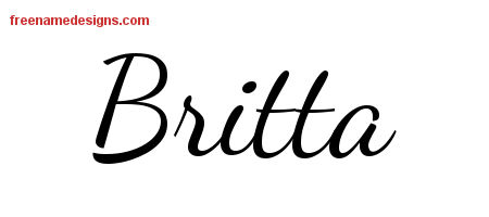 Lively Script Name Tattoo Designs Britta Free Printout