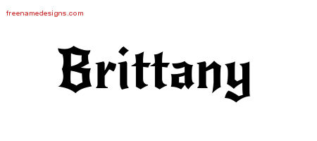 Gothic Name Tattoo Designs Brittany Free Graphic