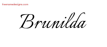 Calligraphic Name Tattoo Designs Brunilda Download Free