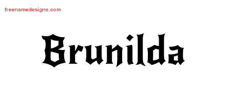 Gothic Name Tattoo Designs Brunilda Free Graphic