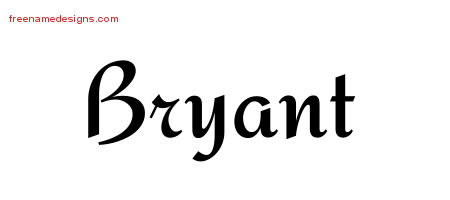 Calligraphic Stylish Name Tattoo Designs Bryant Free Graphic