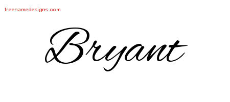 Cursive Name Tattoo Designs Bryant Free Graphic