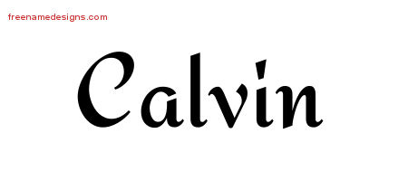 Calligraphic Stylish Name Tattoo Designs Calvin Free Graphic