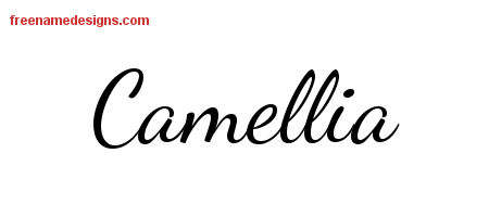 Lively Script Name Tattoo Designs Camellia Free Printout