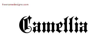 Old English Name Tattoo Designs Camellia Free