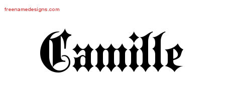 Old English Name Tattoo Designs Camille Free