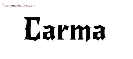 Gothic Name Tattoo Designs Carma Free Graphic
