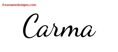 Lively Script Name Tattoo Designs Carma Free Printout