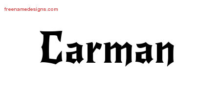Gothic Name Tattoo Designs Carman Free Graphic