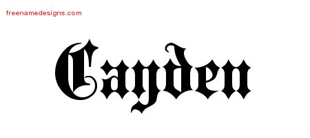 Old English Name Tattoo Designs Cayden Free Lettering