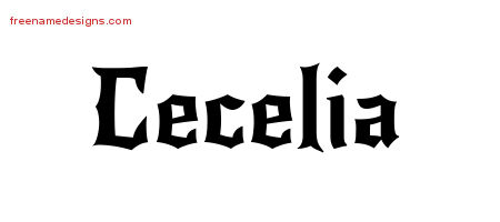 Gothic Name Tattoo Designs Cecelia Free Graphic