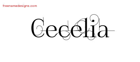 Decorated Name Tattoo Designs Cecelia Free