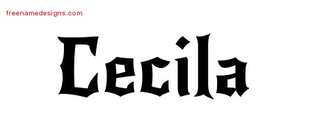 Gothic Name Tattoo Designs Cecila Free Graphic