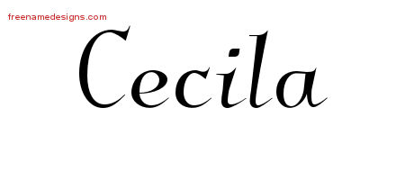Elegant Name Tattoo Designs Cecila Free Graphic