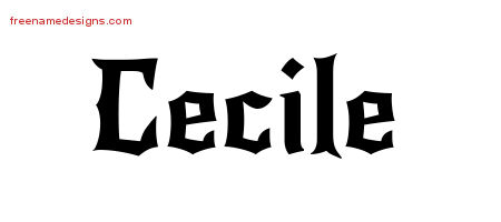 Gothic Name Tattoo Designs Cecile Free Graphic