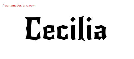 Gothic Name Tattoo Designs Cecilia Free Graphic