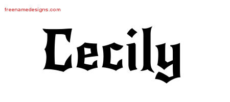 Gothic Name Tattoo Designs Cecily Free Graphic