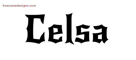 Gothic Name Tattoo Designs Celsa Free Graphic