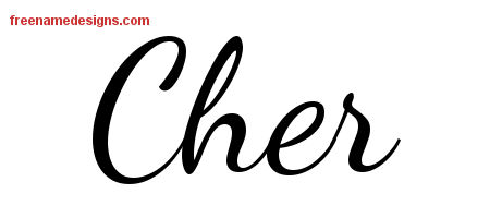 Lively Script Name Tattoo Designs Cher Free Printout
