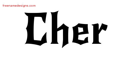 Gothic Name Tattoo Designs Cher Free Graphic