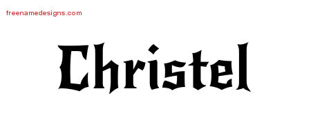 Gothic Name Tattoo Designs Christel Free Graphic