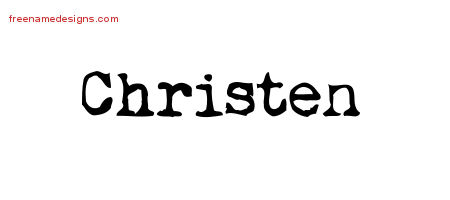 Vintage Writer Name Tattoo Designs Christen Free Lettering