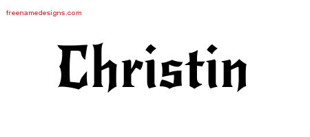 Gothic Name Tattoo Designs Christin Free Graphic