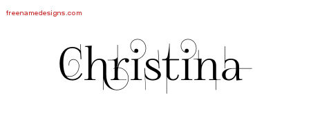 Decorated Name Tattoo Designs Christina Free