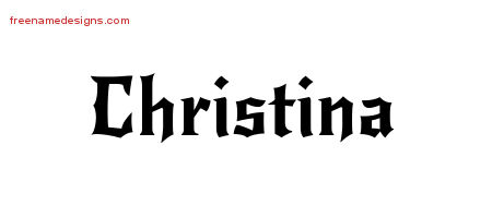 Gothic Name Tattoo Designs Christina Free Graphic