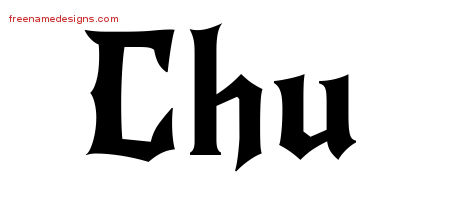 Gothic Name Tattoo Designs Chu Free Graphic