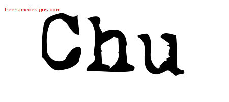 Vintage Writer Name Tattoo Designs Chu Free Lettering