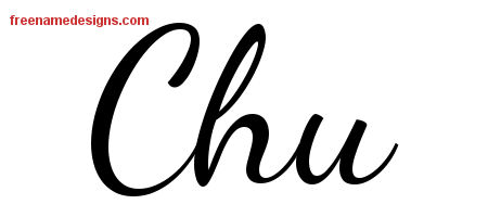 Lively Script Name Tattoo Designs Chu Free Printout