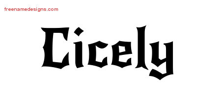 Gothic Name Tattoo Designs Cicely Free Graphic
