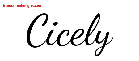 Lively Script Name Tattoo Designs Cicely Free Printout