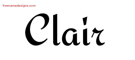 Calligraphic Stylish Name Tattoo Designs Clair Free Graphic