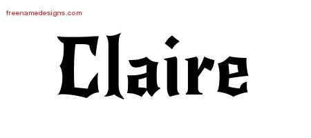 Gothic Name Tattoo Designs Claire Free Graphic
