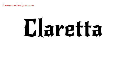 Gothic Name Tattoo Designs Claretta Free Graphic