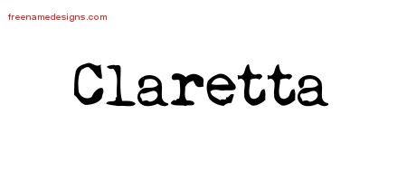 Vintage Writer Name Tattoo Designs Claretta Free Lettering