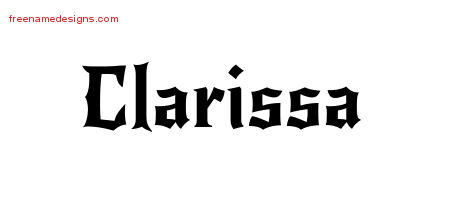 Gothic Name Tattoo Designs Clarissa Free Graphic