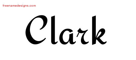 Calligraphic Stylish Name Tattoo Designs Clark Free Graphic