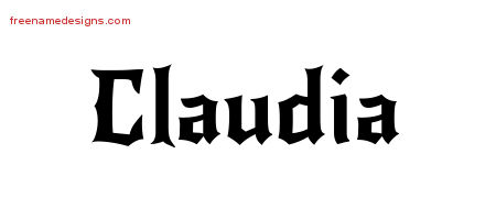 Gothic Name Tattoo Designs Claudia Free Graphic