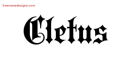 Old English Name Tattoo Designs Cletus Free Lettering