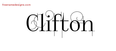 Decorated Name Tattoo Designs Clifton Free Lettering
