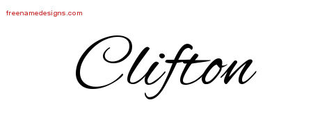 Cursive Name Tattoo Designs Clifton Free Graphic