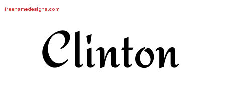 Calligraphic Stylish Name Tattoo Designs Clinton Free Graphic