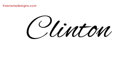 Cursive Name Tattoo Designs Clinton Free Graphic