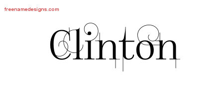 Decorated Name Tattoo Designs Clinton Free Lettering