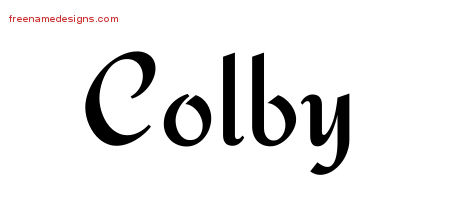 Calligraphic Stylish Name Tattoo Designs Colby Free Graphic