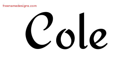Calligraphic Stylish Name Tattoo Designs Cole Free Graphic