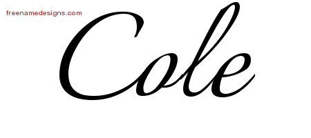 Calligraphic Name Tattoo Designs Cole Free Graphic